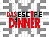 Logo von "Das Escape Dinner" mit einem Kreuzworträtsel im Hintergrund