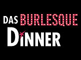 Das Burlesque Dinner Logo auf schwarzem Hintergrund. Das Logo selbst besteht aus dem Schriftzug Das Burlesque Dinner in Rosa und weiß.