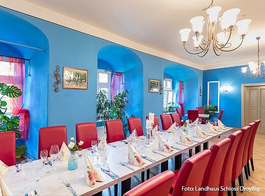 Krimidinner Droyßig im Landhasu Schloss Droyßig Innenraum im Landhaus