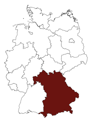 Bayern ist in einer Karte von Deutschland rot gefärbt