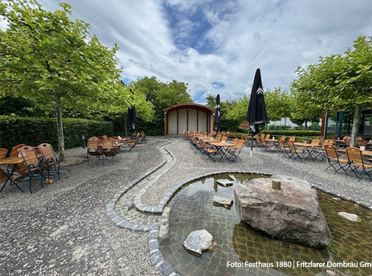 Ansicht eines Biergartens