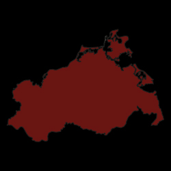 Bundesland Mecklenburg-Vorpommern in Deutschland rot gefärbt