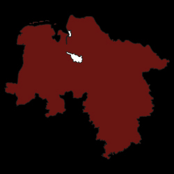 Bundesland Niedersachsen in Deutschland rot gefärbt