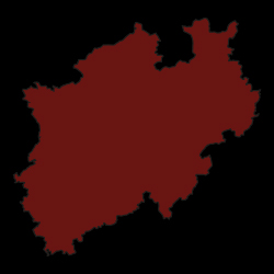 Bundesland Nordrhein-Westfalen in Deutschland rot gefärbt