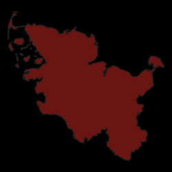 Bundesland Schleswig-Holstein in Deutschland rot gefärbt