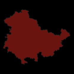 Bundesland Thüringen in Deutschland rot gefärbt