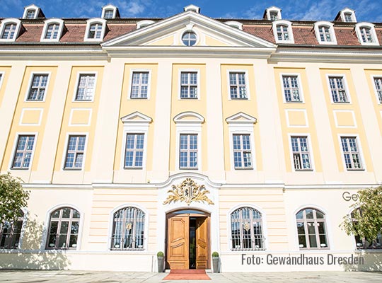 Außenansicht der Krimidinner Location Gewandhaus in Dresden