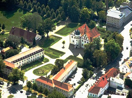 Vogelperspektiven Blick auf das Schloss Königs Wusterhausen.