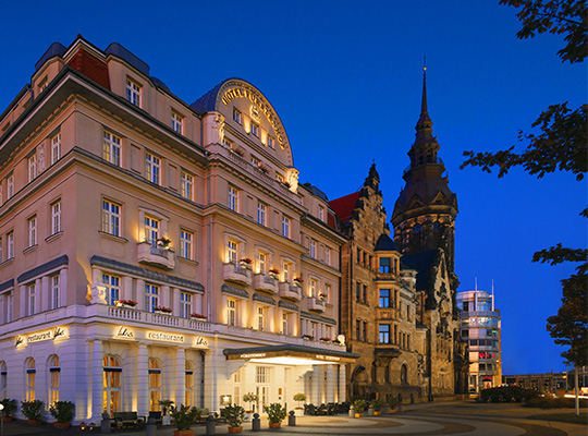 Außenansicht des prächtigen Hotel Fürstenhof in Leipzig