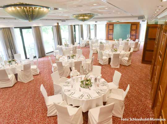 Krimidinner Ludwigsburg: festlicher Saal des schönen Schlosshotel Monrepos