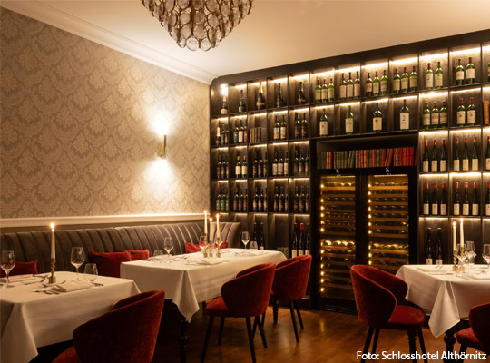 Tolle Atmosphäre in der Weinstube im Schlosshotel Althörnitz