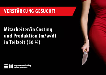 Stellenanzeige für: Mitarbeiter/in Casting und Produktion(m/w/d) in Teilzeit (50 %)